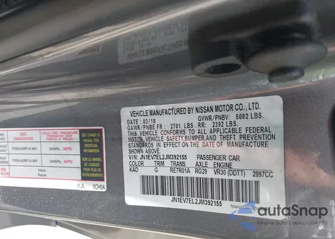 2018 Infiniti Q60 3.0T Luxe from USA, damaged, VIN JN1EV7EL2JM392155